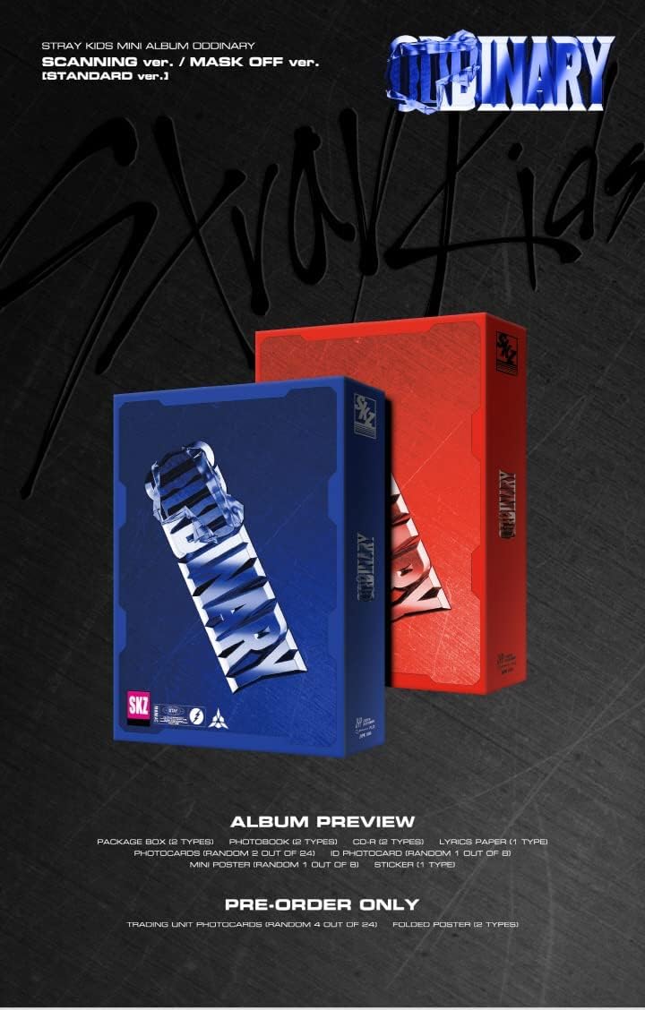JYP Ent. STRAY KIDS - ODDINARY [Standard ver.] Album+Extra Photocards Set (SCANNING+MASK OFF ver. SET, with Pre-order Benefit)