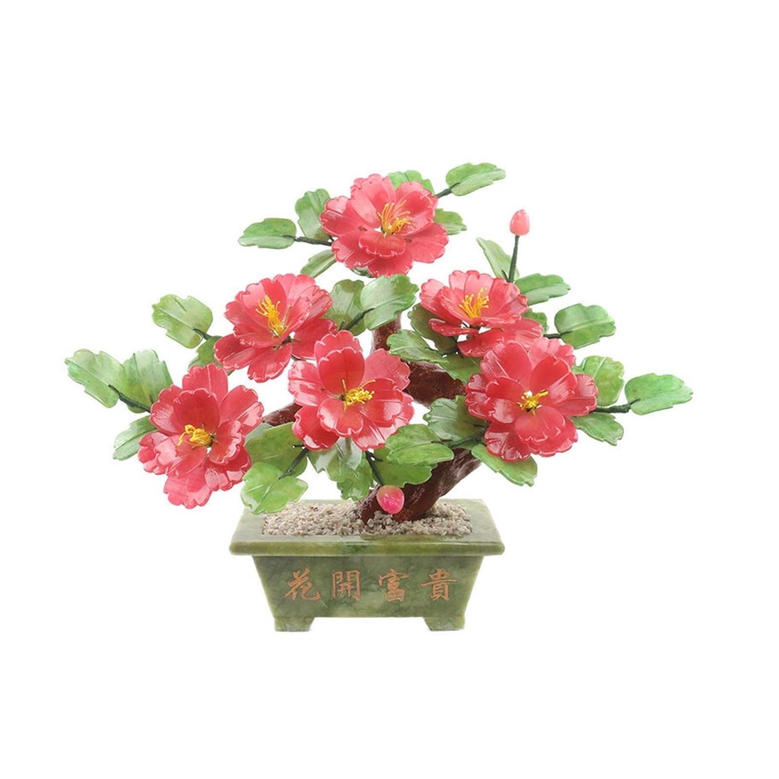 DFGHNBVC Artificial Plants Jade Peony Flower Hall Home Decoration Carved Chinese Bonsai Ornament Simulation Tree,Red.Red