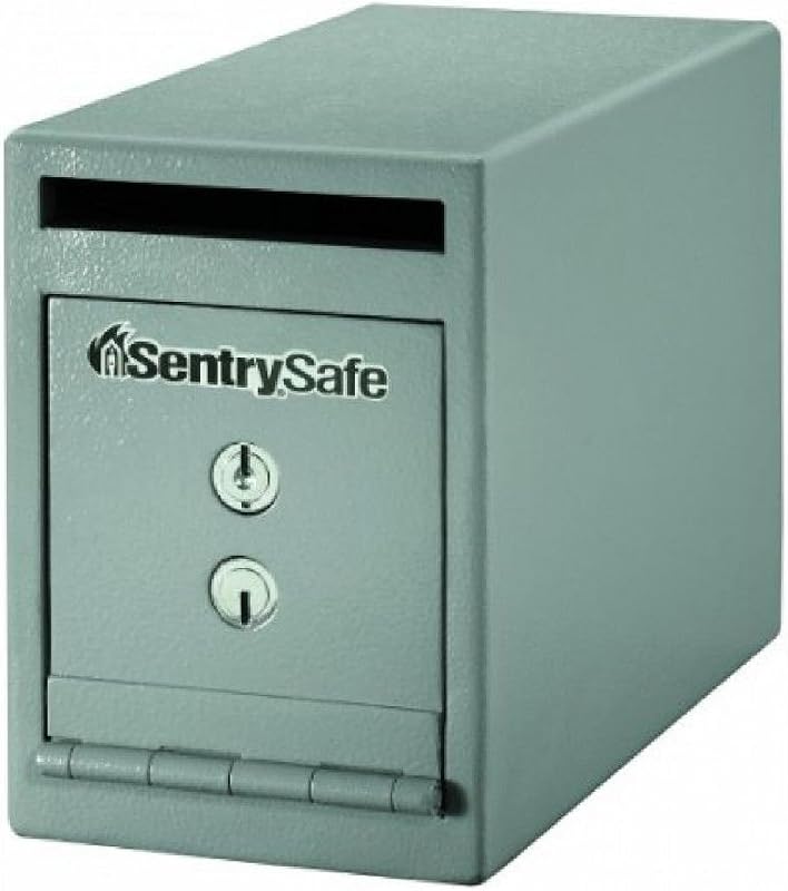 SentrySafe Depository Safe with Dual Key Lock, Steel Drop Slot Safe for Offices and Businesses, Stores Cash, Money, 0.23 Cubic Feet, 8.5 x 6 x 12.3 Inches, UC-025K