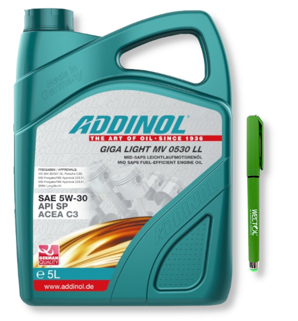 ADDINOL Motoröl 5W30 Giga Light MV 0530 Long Life 5 Liter + WECTOL STIFT