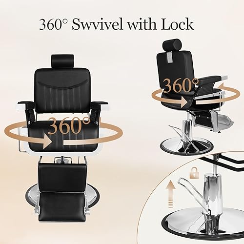 Miniatura 4 de Sillas de peluquería para peluquería, silla de salón profesional para estilista, silla reclinable multiusos resistente para peluquería, estilista,