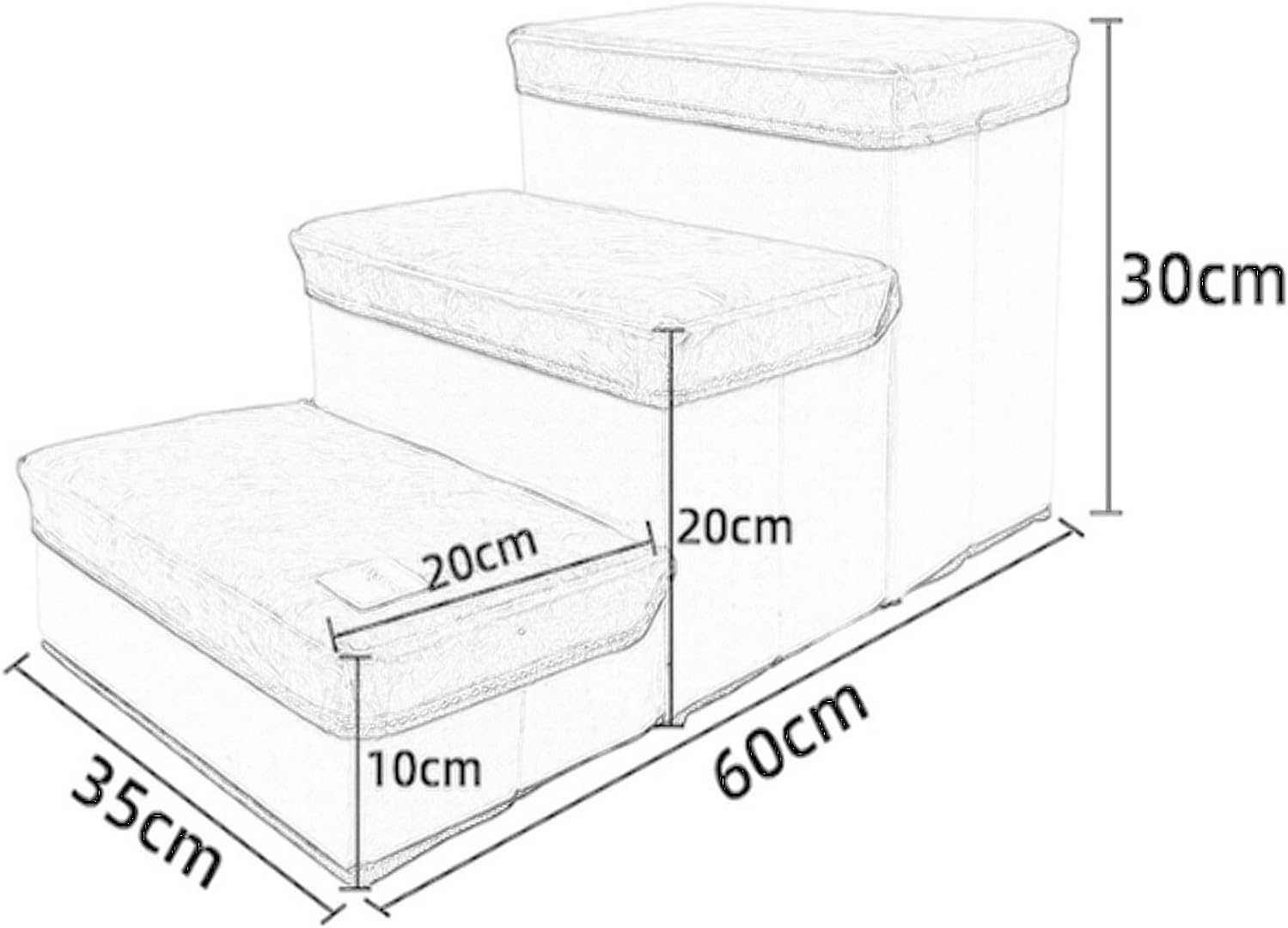 Pet Storage Stepper, Foldable 3 - Tier Pet Stairs for Small Dogs, Dog Stairs/Ramps/Ladder for Beds Sofa 2 in 1 Dog Steps Stairs Non-Slip Easy Climb Pet Ladder (Color : Gray)