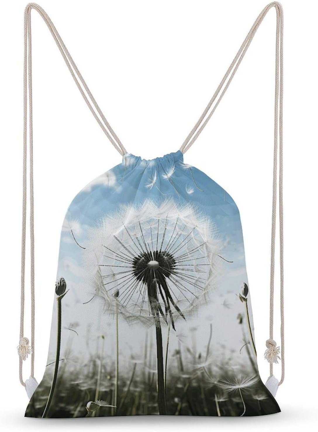 Drawstring Backpack Dandelion Printed Sport Gym Drawstring Bag Lightweight Cinch Sacks Backpack Drawstring Bags for Yoga Sport Gym Beach Travel Backpacks