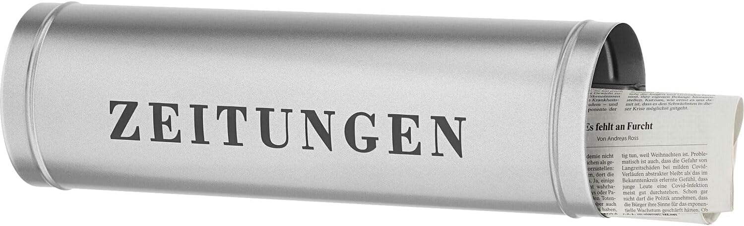 Burg-Wächter 800 Letter Box for Post and Newspapers 40 x Ø 12 cm, Silver, 800 Si