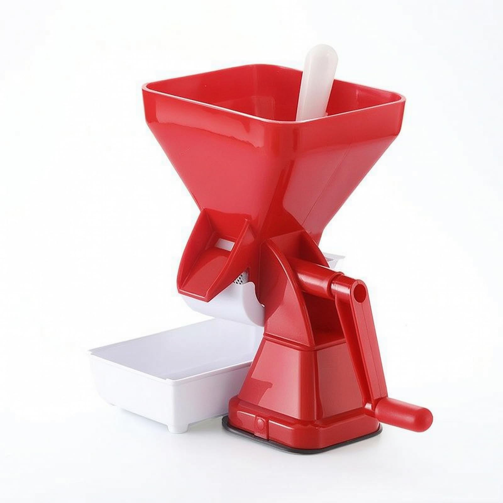 Exprimidor de Tomates Manual Licuadora Colador con Suave y Tolva Rectangular con Empujador Estructura Estable de PP PVC Apto para Cocina Casera Encimera Conservas