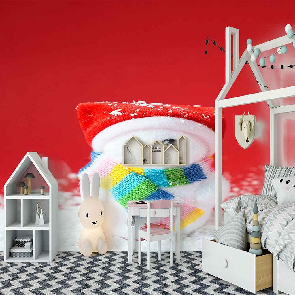 Décoration de Noël rouge avec ce grand papier peint photo 3D pour salon