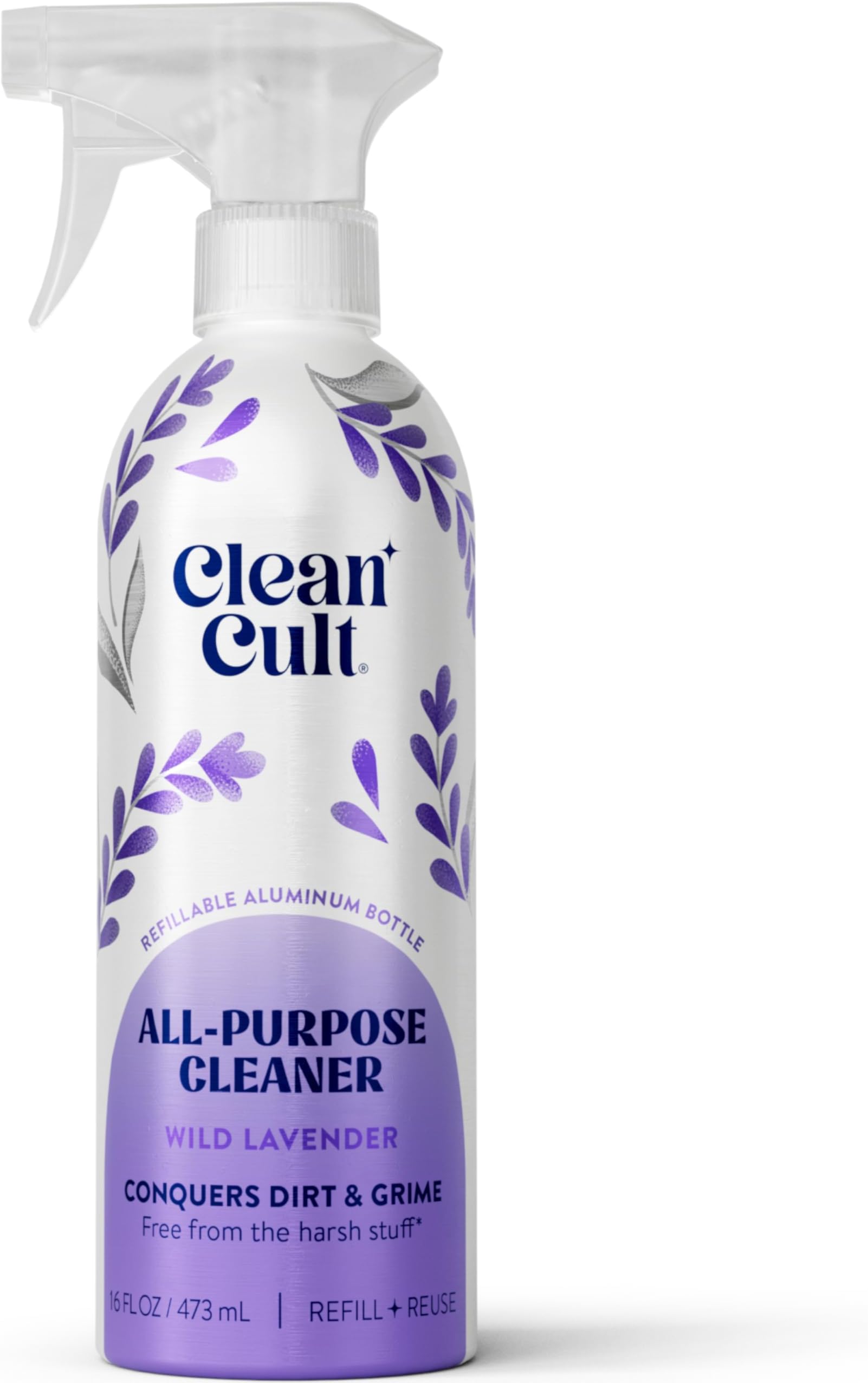 Cleancult - Wild Lavender - All Purpose Cleaner - Refillable Aluminum Bottle - Cleaner Spray that Removes Dirty & Grime - 16 oz - 1 Pack