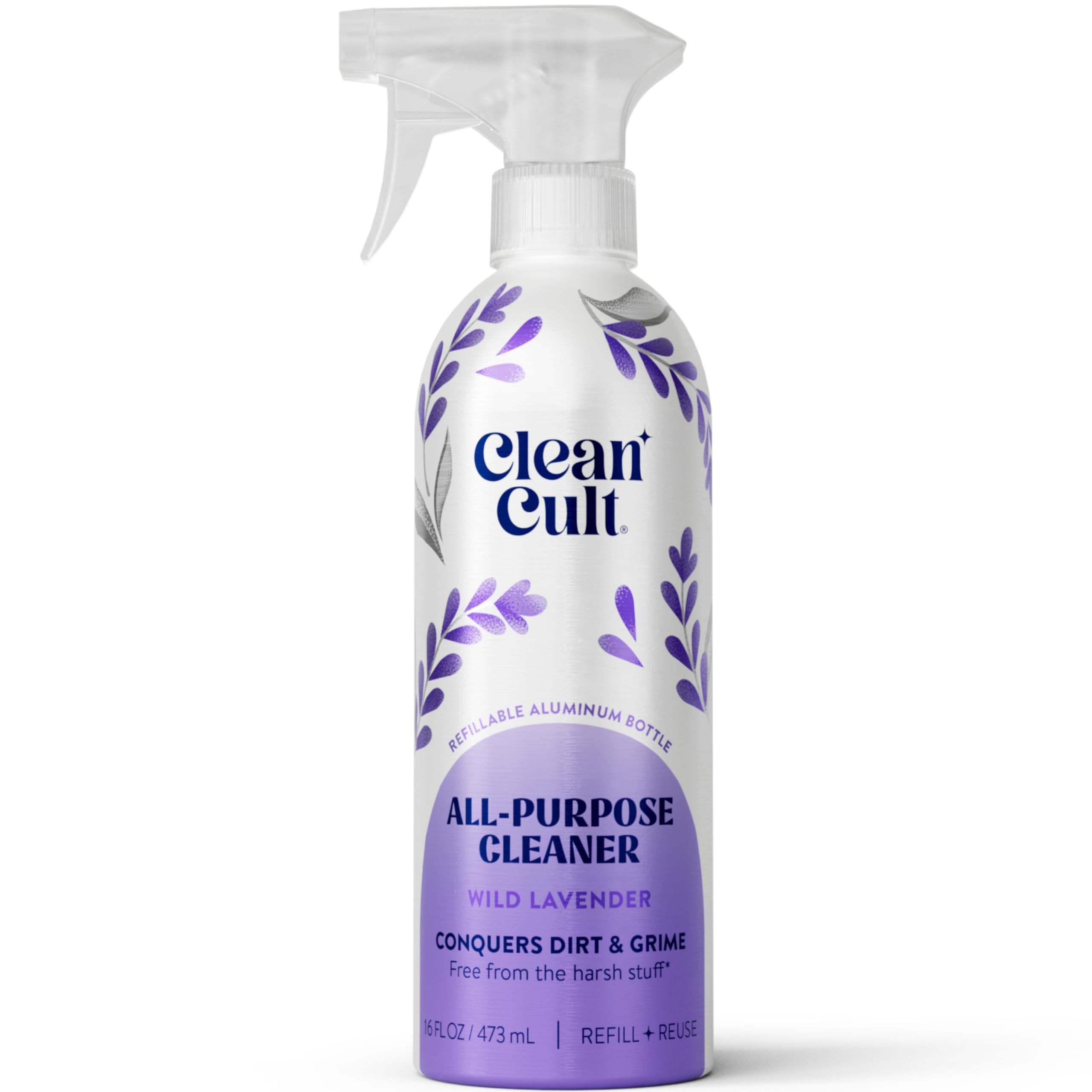 Cleancult - Wild Lavender - All Purpose Cleaner - Refillable Aluminum Bottle - Cleaner Spray that Removes Dirty & Grime - 16 oz - 1 Pack