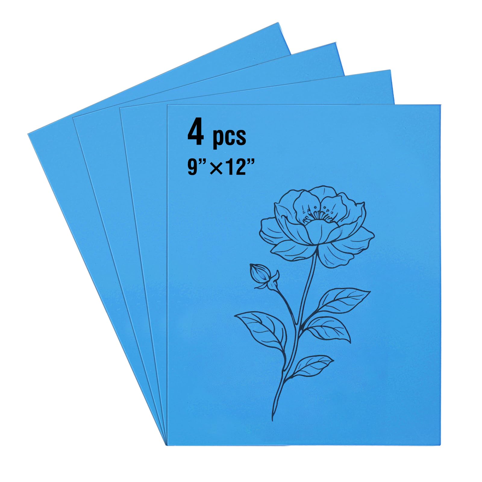 Falling in Art Soft Linoleum Carving Block, 9 Inches by 12 Inches, Blue, 4-Pack