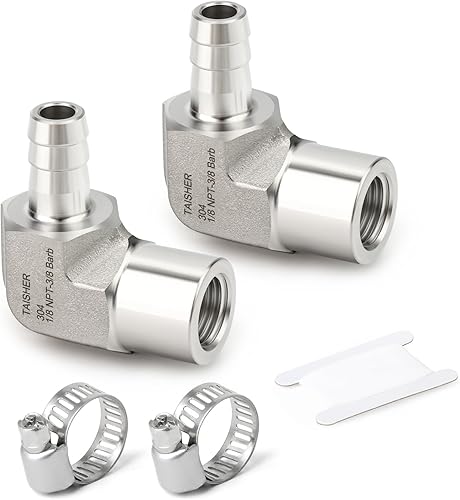 Miniatura 75 de TAISHER 1 PIEZA Accesorio de Manguera Codo de Acero Inoxidable 304 de 90 Grados - Púa de 1" x Púa de 1" para Combustible/Aire/Líquido/Gas con 2
