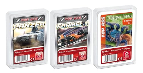 AssAltenburger 3-er Set Quartettspiele - Quartett Kraft und Ausdauer bestehend aus 1. Panzer - 2. Formel 1-3. Giftige Tiere