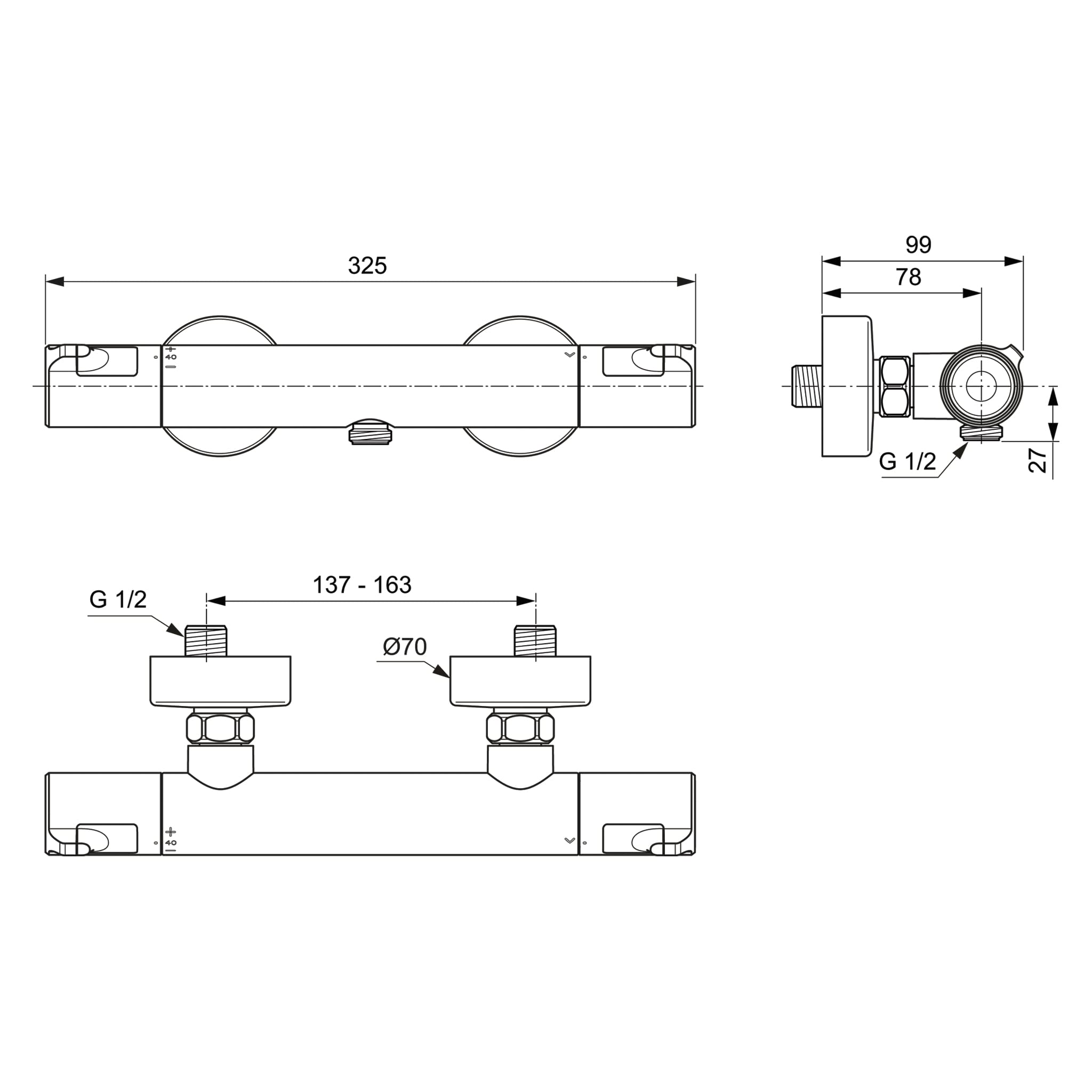 Ideal Standard A7214AA Ceratherm T50 Brausethermostat Aufputz
