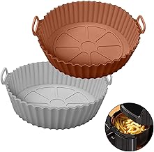 Live2better Air Fryer Silicon Pot Tray | Resuable and Parchment Paper for Air Fryer with Handles | Air Fryer Baking and Frying Tray Oven Accessories, Multi (8 Inch, Pack of 2)