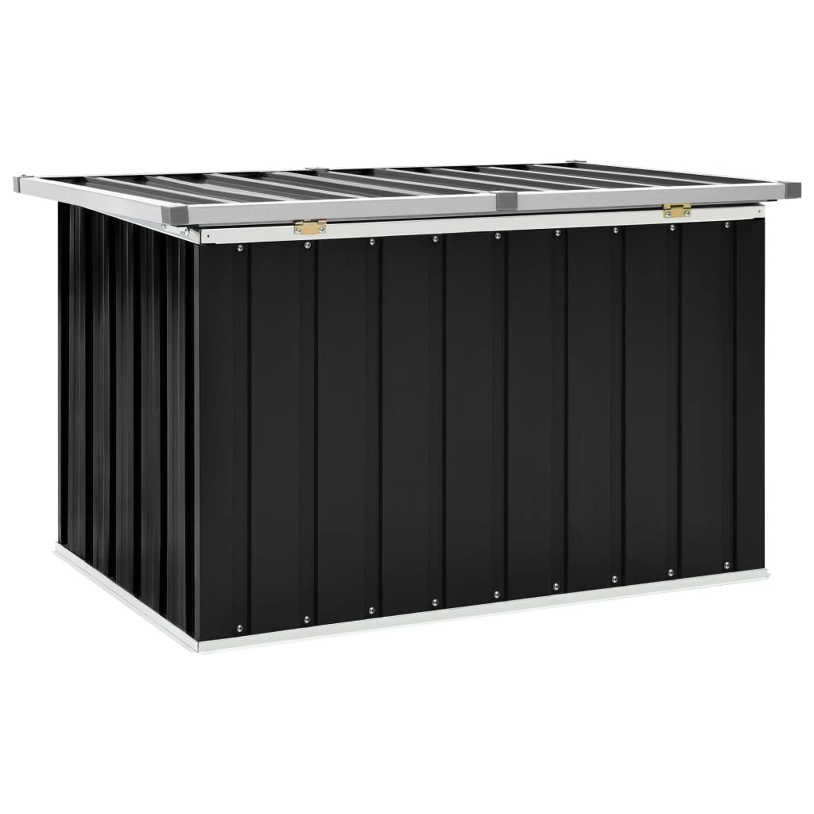 Homgoday Stal ocynkowana i plastikowa skrzynka do przechowywania w ogrodzie Szary Antracyt 109x67x65 cm na podwórko balkon