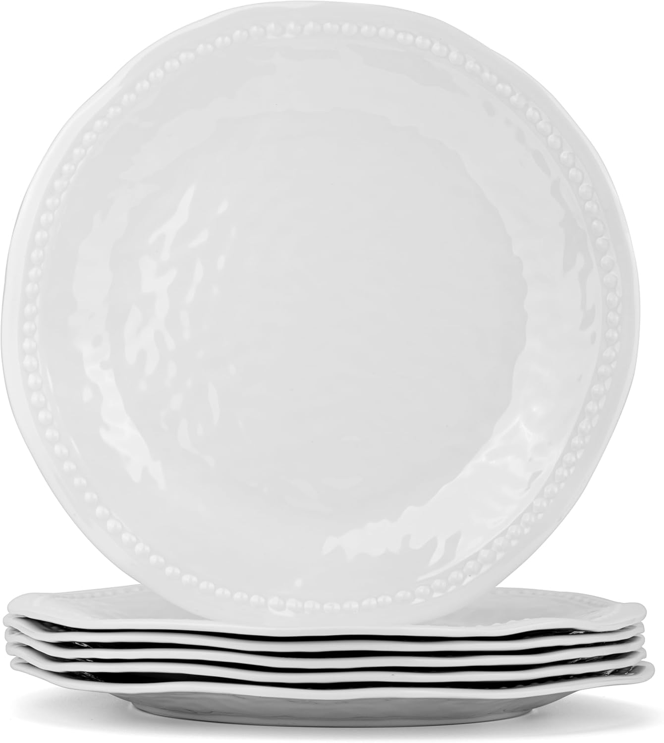 Melamine Dinner Plates, Round Plates,Shatter Resistant, 10.5 inch, set of 6, White