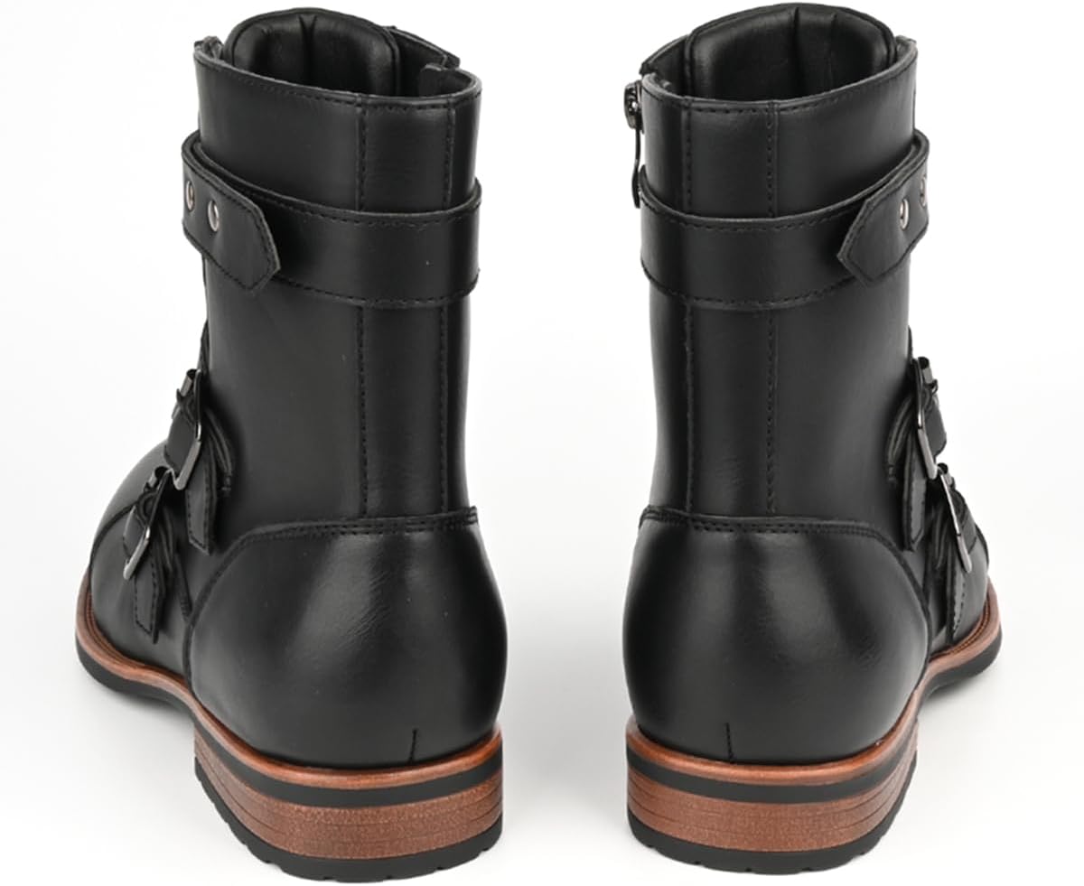 Men's Motorcycle Combat Boots Zipper Fashion Biker Boot Casual Boots for Men