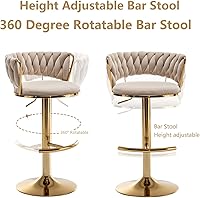 Vista 46 de Gold Velvet Bar Stools Set of 4, Counter Height Barstools with Low Back, Swivel Bar Stool for Kitchen Island, Pub (Grey)