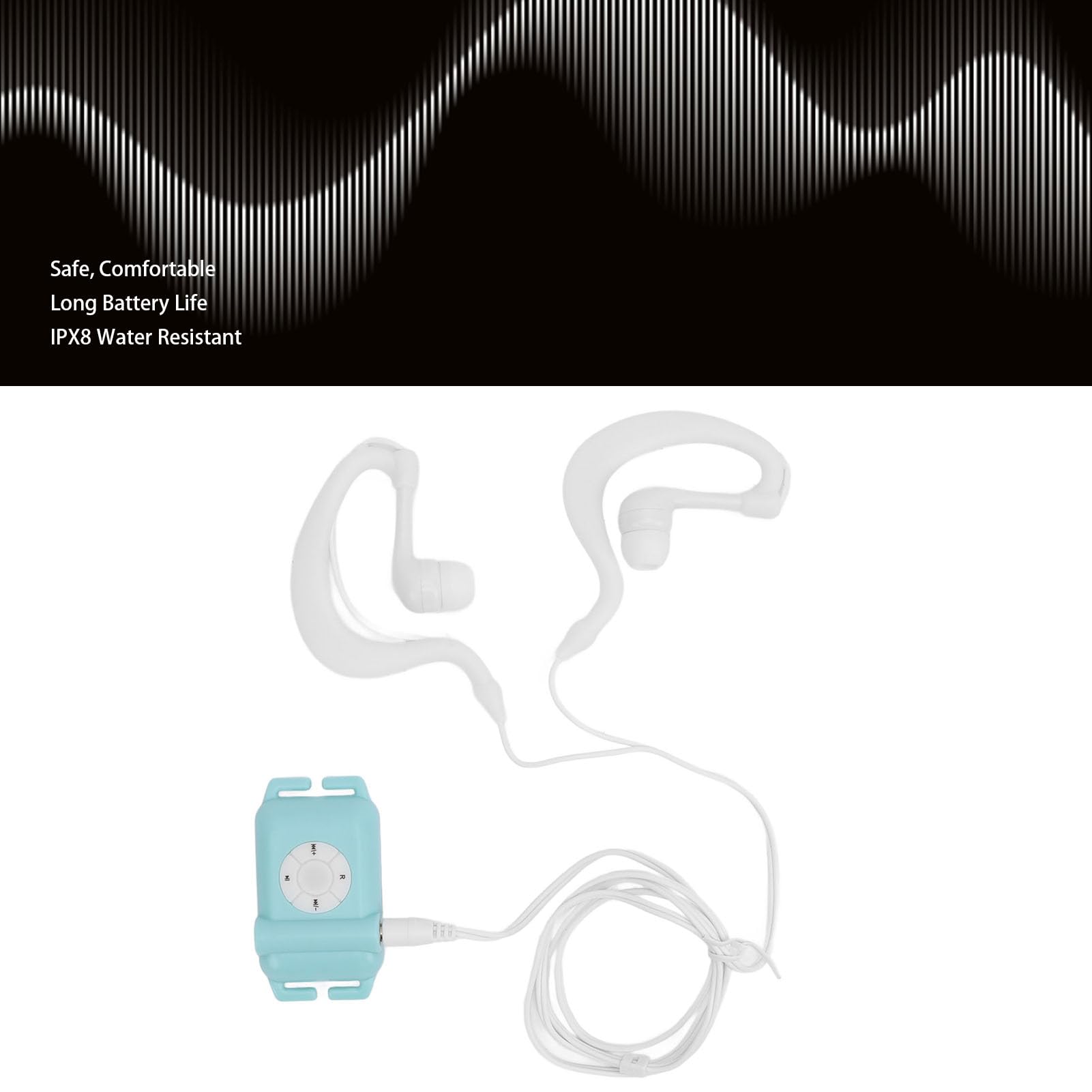 Wakects Lettore MP3 Subacqueo, qualità del Suono Senza Perdita Lettore MP3 Impermeabile ABS Multifunzionale IPX8 per il Surf (8GB)