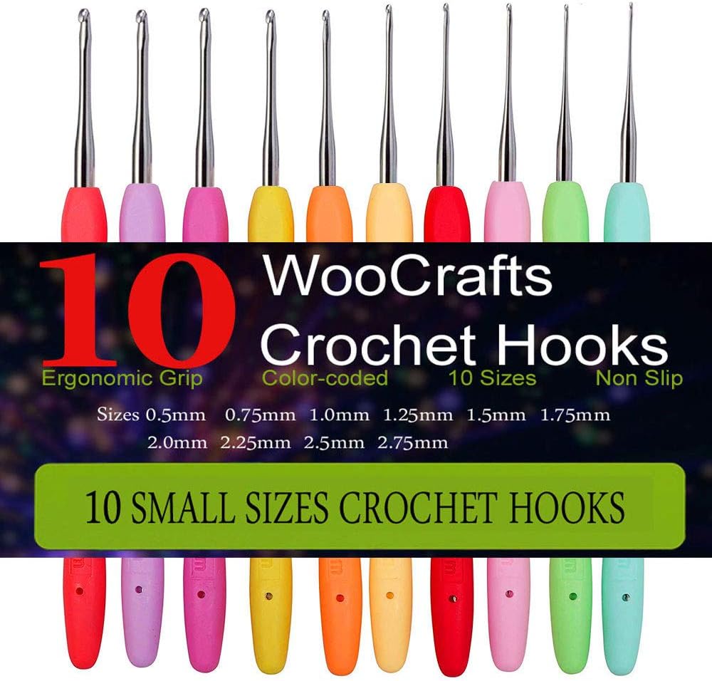 10 Small Size Steel Crochet Hook Set