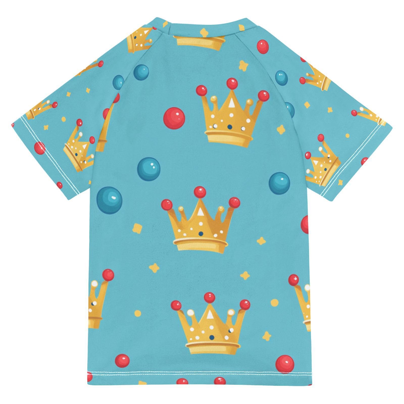 Jucciaco Boys Swing Shirts King Queen Crown Blue Rashguard Short Sleeve Kids T-Shirts Sun UPF 50+
