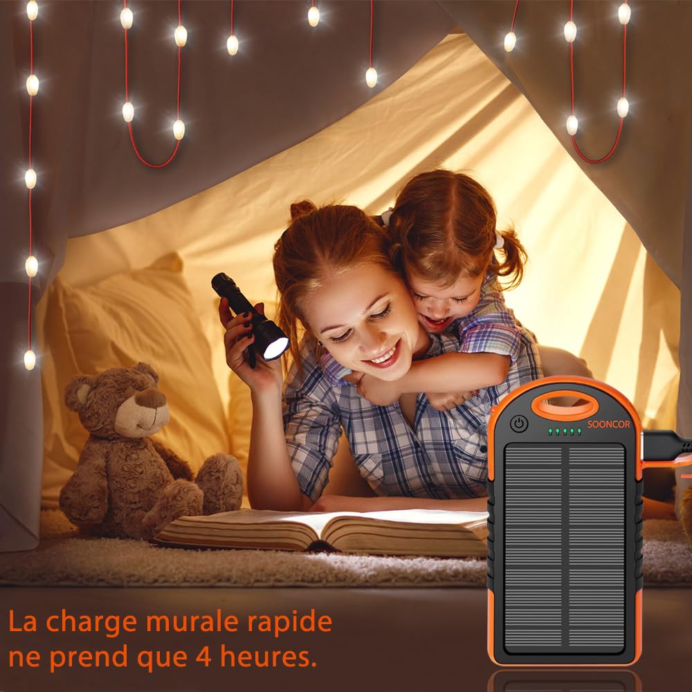 Lichterkette, für den Außenbereich, mit Akku, USB, wiederaufladbar, solarbetrieben, 12 + 5 LEDs, 9 m, abnehmbar, 7 Leuchtmodi, verstellbar, Lampe für Camping, Zelt und Haus.