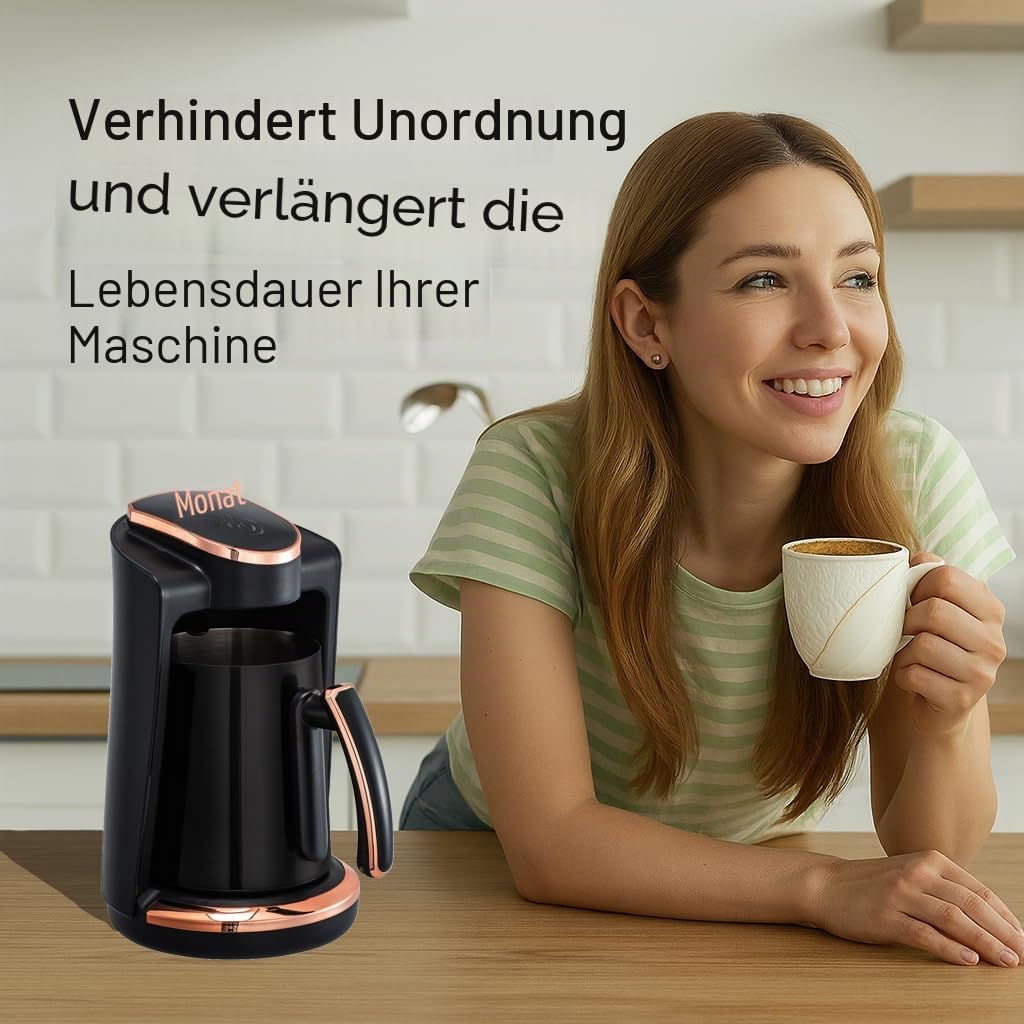 Any Morning LI23201S Türkische Kaffeemaschine 250 ml, 4 Tassen, Auto-Aus | Edelstahlkanne mit Doppelausguss, Brauerkennungssensor, Touch-Start, 400 W, kompakt, Trockenkoch- und Überhitzungsschutz