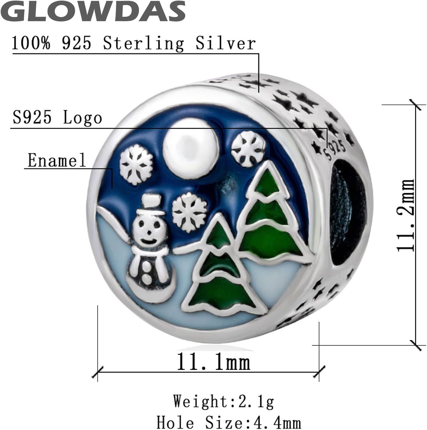 2026 Enamel Christmas Tree Snowman Snowflake Charms fit Pandora Xmas Bracelet, 925 Sterling Silver Snowy Wonderland Beads, Mom/Family/Lover Gifts for Auntie/Niece/Cousin/Nana - Image 2