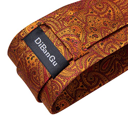 Image of DiBanGu Extra Long Tie for Men 63 inch XL Silk Necktie Set | Pocket Square and Cufflinks, Big and Tall, Jacquard Woven, Gift Box, Paisley /Plaid /Solid /Striped, for Weddinng Party Business