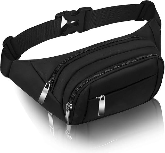 CAMORF Bumbags and Fanny Packs for Women Men Large Capacity Waist Pack 4 Pockets - Waterproof Running Belt Fits MAX 7.9'' iPad & 6.6'' Cellphone iPhone