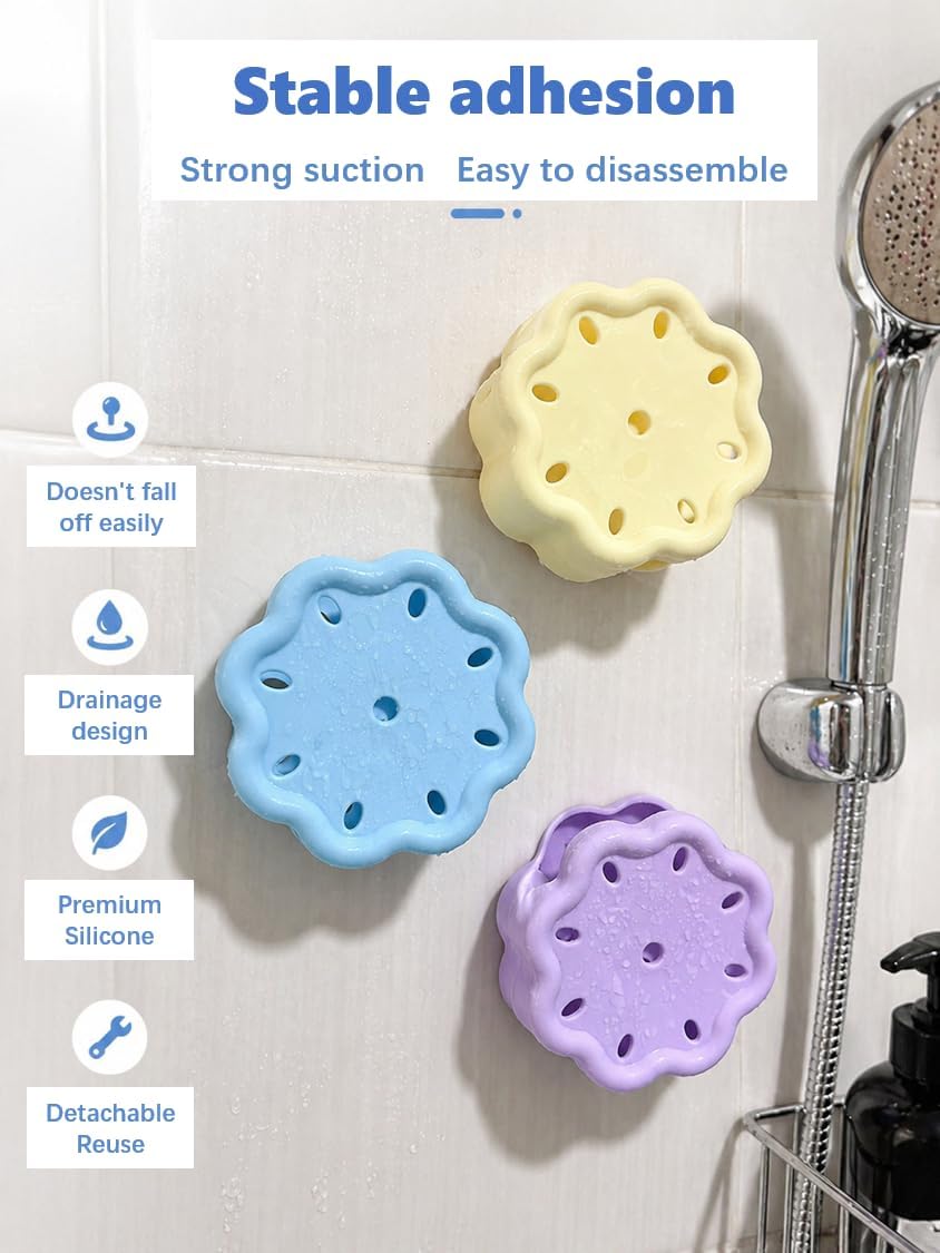 Silicone Shower Steam Pad Holder for Comfort and Convenient Aroma Experience for Aromatherapy Steam Sheets and Soap Blocks (Blue)
