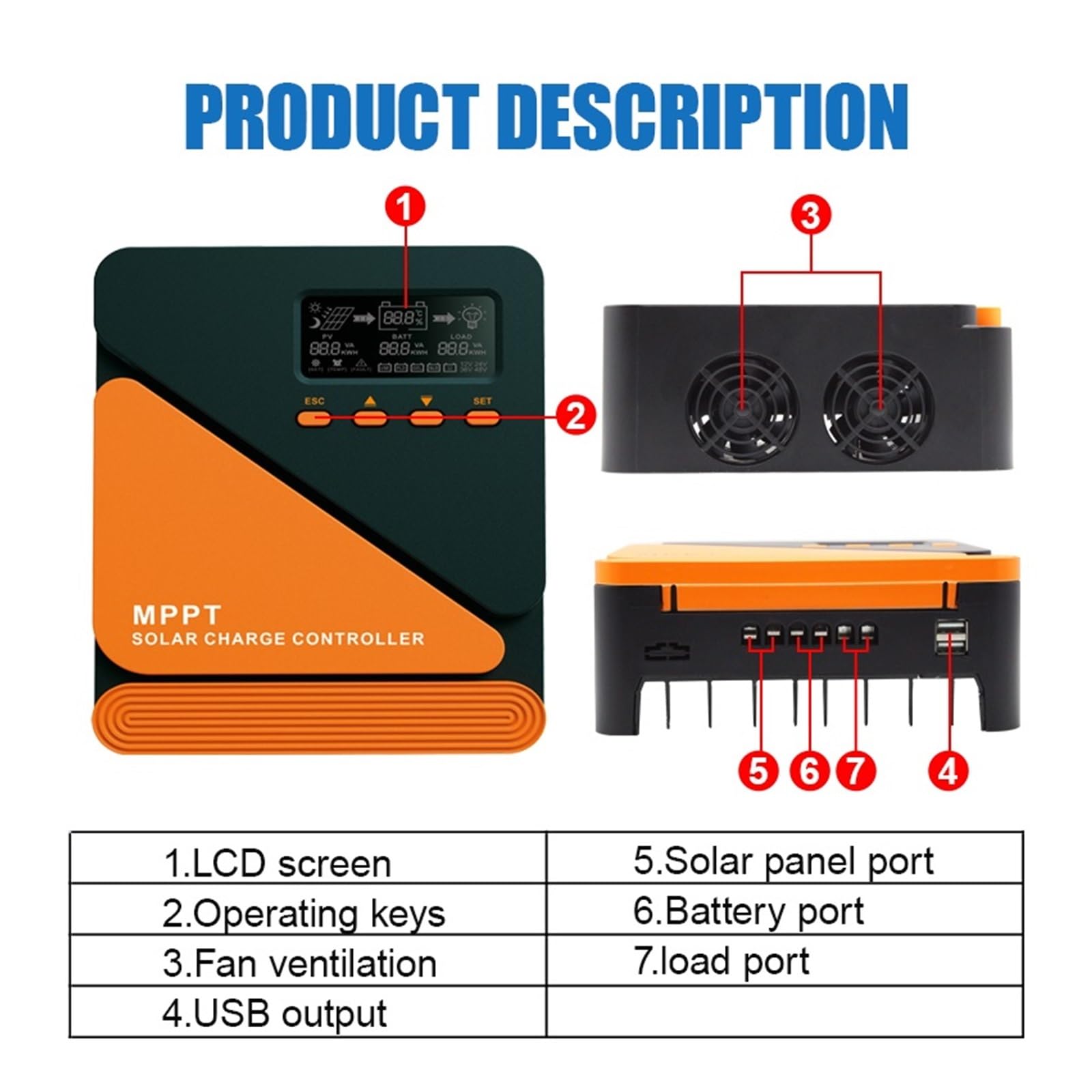 Regulator Ładowania Słonecznego MPPT 60A 50A 40A 30A 20A 10A Panel Słoneczny 12V 24V Akumulator PV Wejście 100VOC(MPPT 40A)