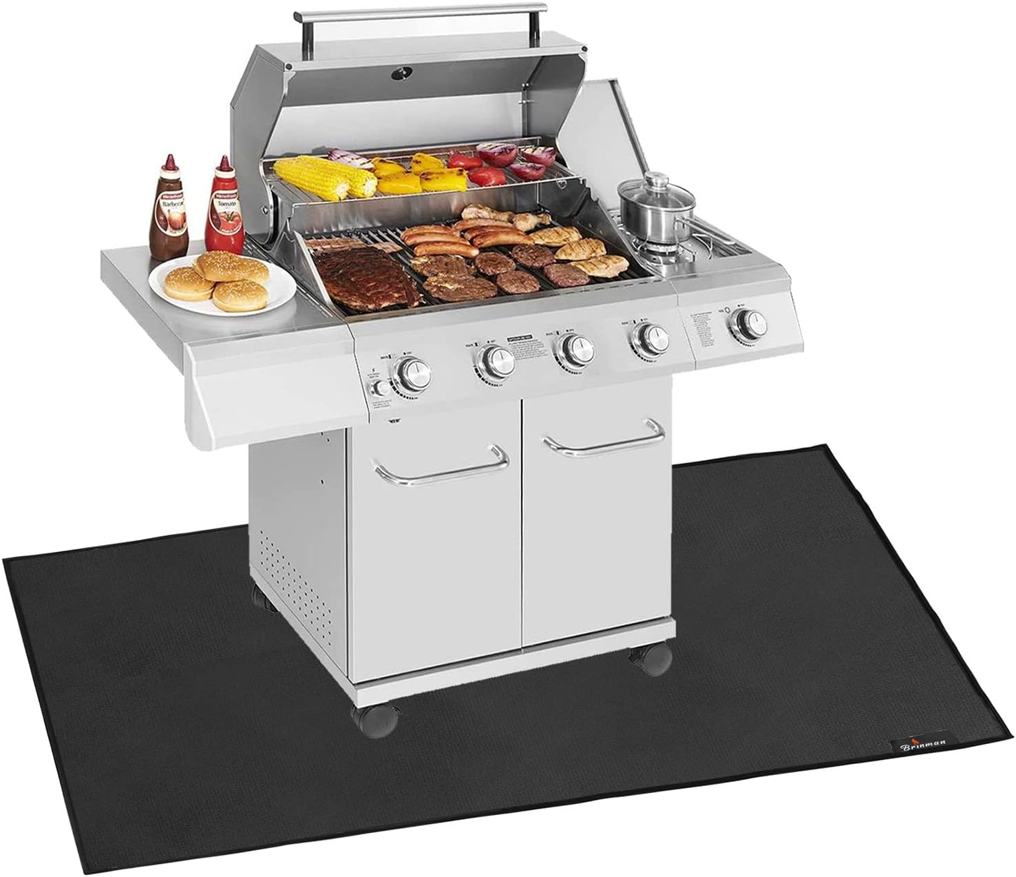 Brinman Fireproof Under Grill Mat,40x66In Grill Mats for Outdoor Grill,Indoor Fireplace Mat,Protect Deck & Patio from Grease,Hot Ember for Griddle,Charocal Gas Grill, Flat Top,Fire Pit &Grill Pad