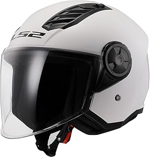 LS2 Motorcycle Helmet - Open Face - Airflow Gloss White - M