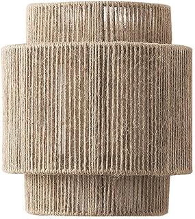 Hemp Rope Wall Sconce Handwoven Coastal Bedroom Lighting Fixture | Hallway Staircase Use, Natural Jute Material, Rustic Farmhouse Style, E12/E14 Base Compatible, Easy Wire Setup