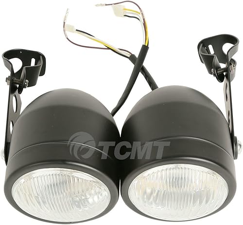 TCMT Dominator - Faros delanteros cromados con soporte para Dirt Bike Street Fighter Cafe Racer