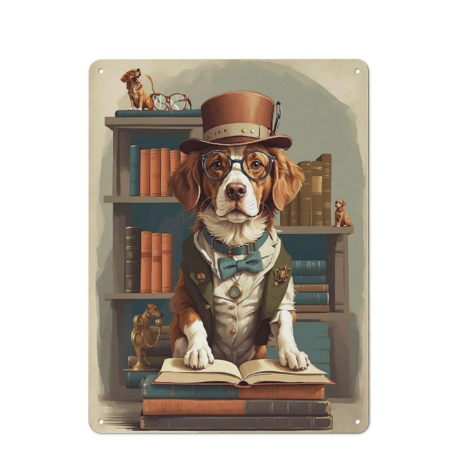 Junmoney Smart Brittany Spaniel Dog Printed Metal Sign 40X30cm For Café Or Restaurant, For Hospitality Interior Collectors