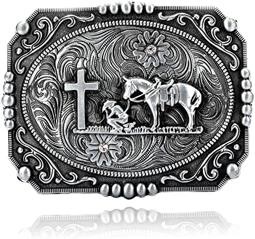 JMM Vintage Western Cowboy Belt Buckle Animal Pattern Eagle/Prayer Horse/Deer/Longhorn Belt Buckles for Men and Women