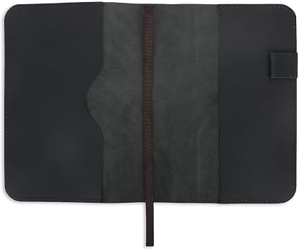 Handmade Refillable A5 Leather Journal Cover 9 x 6 in, Black