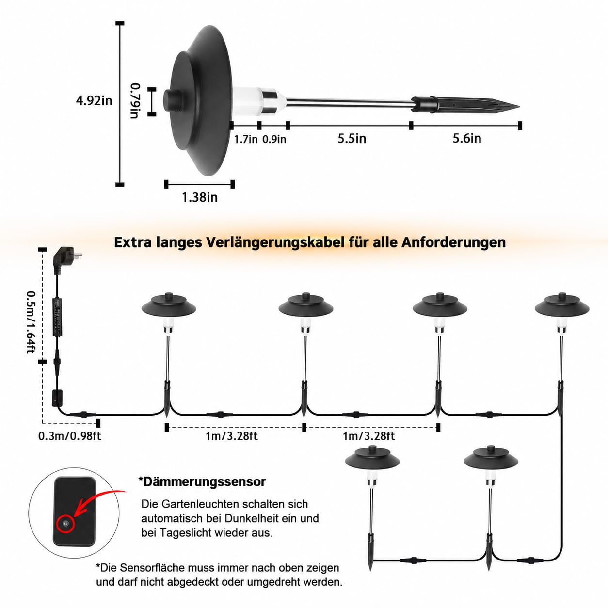 beek LED Gartenleuchten Set 6er, Warmweiß, Außenleuchten mit Erdspieß, Dämmerungssensor, Plug & Play, Wasserdicht Gartenstrahler für Garten, Weg, Terrasse, Landschaft