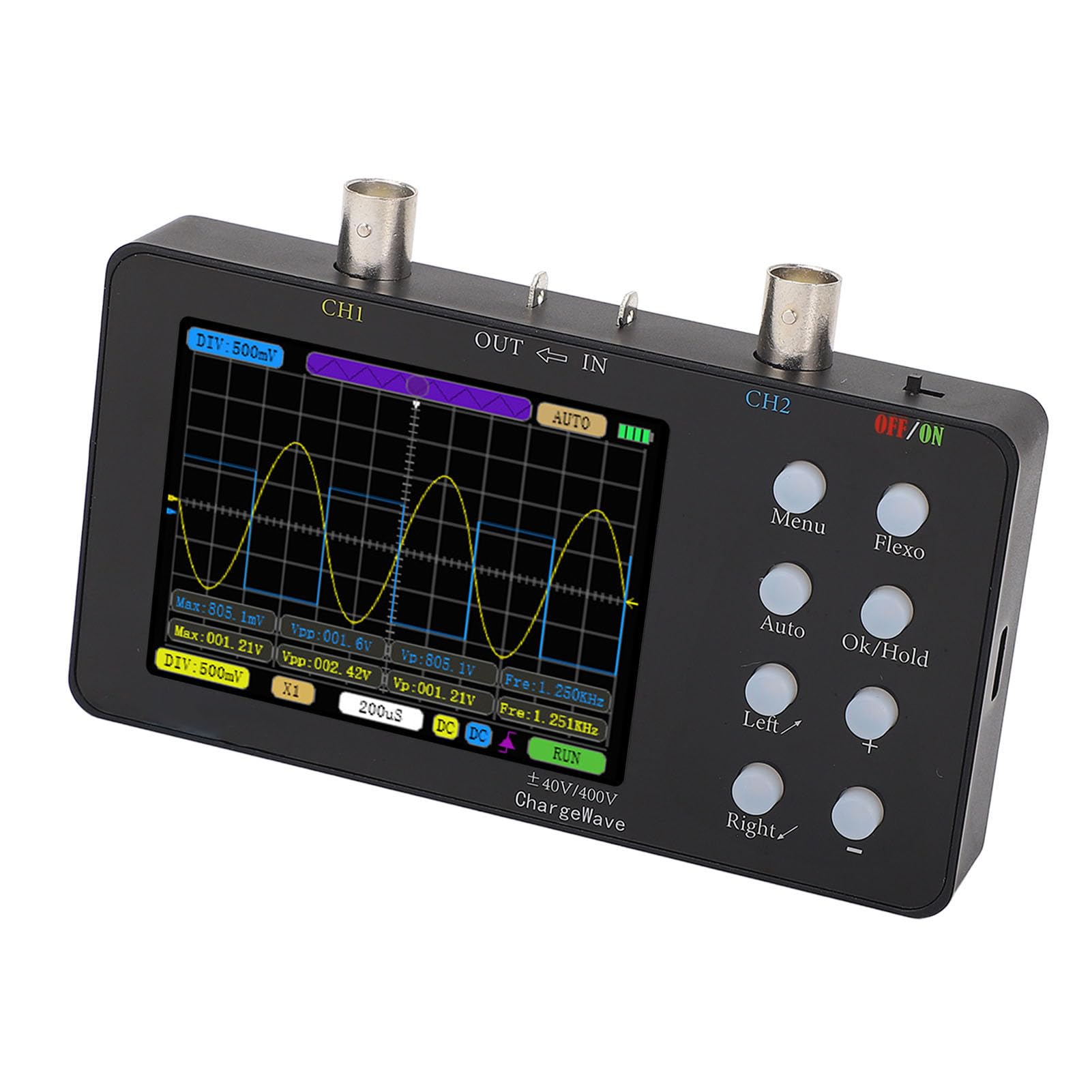 Jeffergarden Dispositivo Portatile Portatile con Oscilloscopio Digitale con Elevata Frequenza di Campionamento a 2 per la Riparazione di Elettrodomestici e la Diagnostica Automobilistica