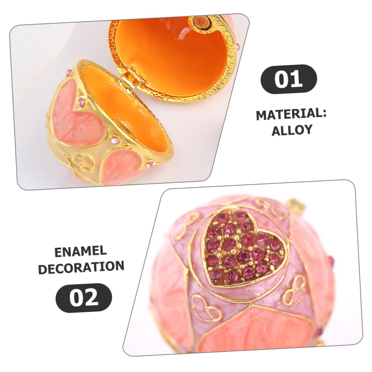 Amazon｜HOOTNEE エナメル仕上げの卵型ジュエリーボックス ライン