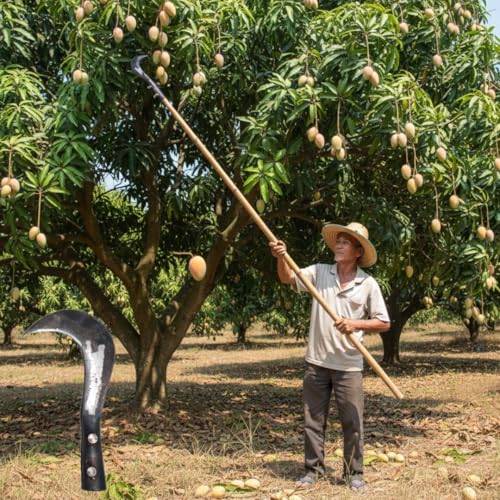 Image of Mahiyash Iron Manual Adjustable Coconut /Fruit Leaf Plucking Tool | Heavy-Duty Cutting Head with Two Adjustable Screws | Fits Wooden /Metal Pole for Coconut Leaves, Palm Fronds /Garden Trimming-No Stick