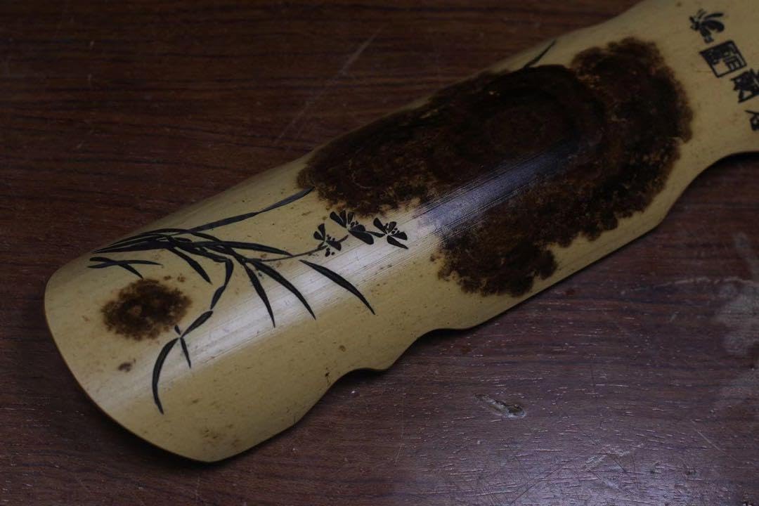 003古琴 茶則 茶量 七絃琴 蘭　文人斑竹 竹彫刻 茶合 茶道具 煎茶 中国茶 003古琴 茶則 茶量 七絃琴 蘭 文人斑竹 竹彫刻 茶合 茶道具 煎茶