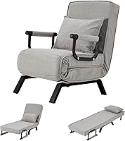 Vista 1 de Haddockway Sofá cama para una sola persona, sofá cama convertible tumbona, sillón plegable con almohada y 5 respaldos ajustables, cama reclinable