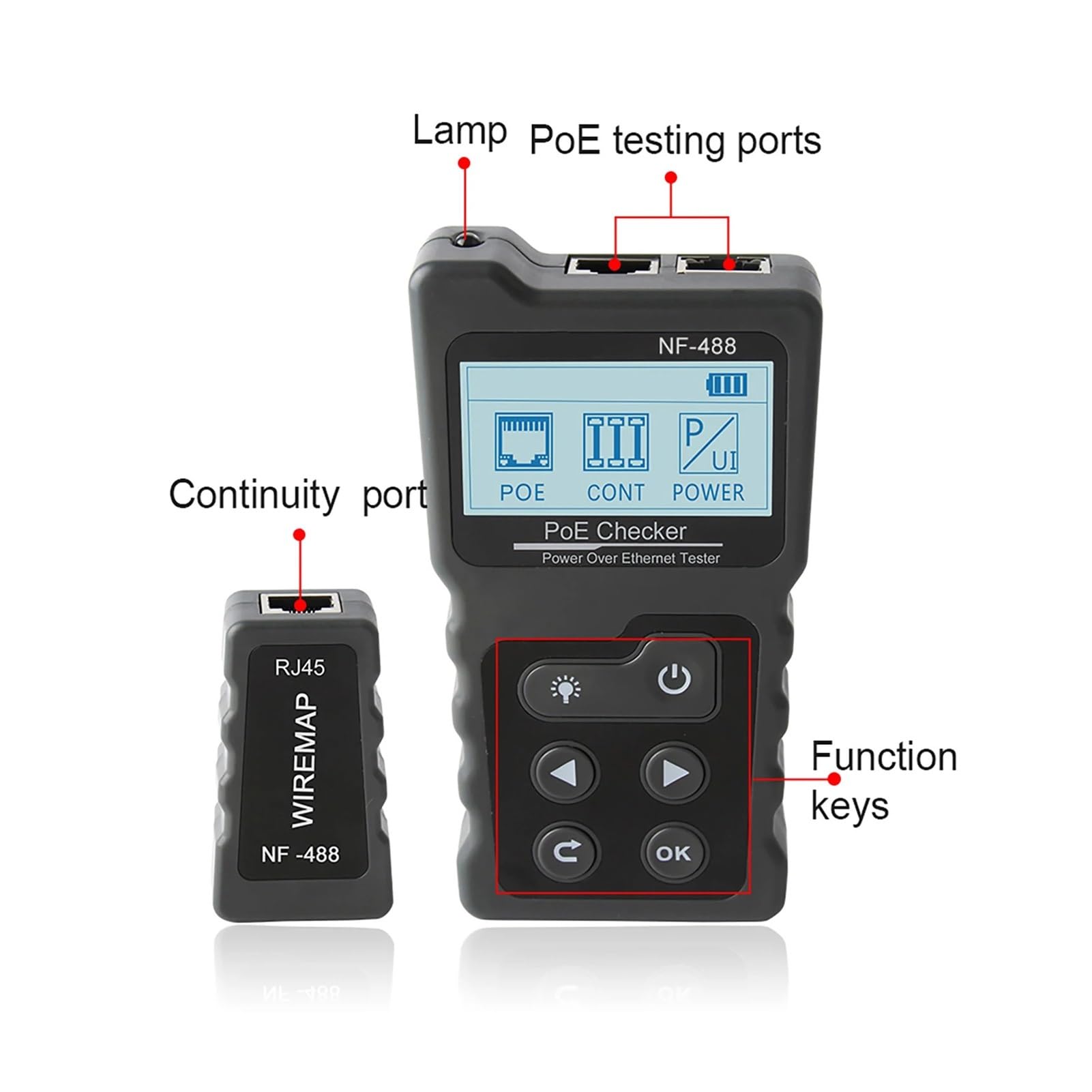 Netzwerkkabeltester, Netzwerkkabeltester, Leitungsfinder, Multifunktions-LCD, PoE, Spannung Und Strom In Mit For,für Netzwerkkabel
