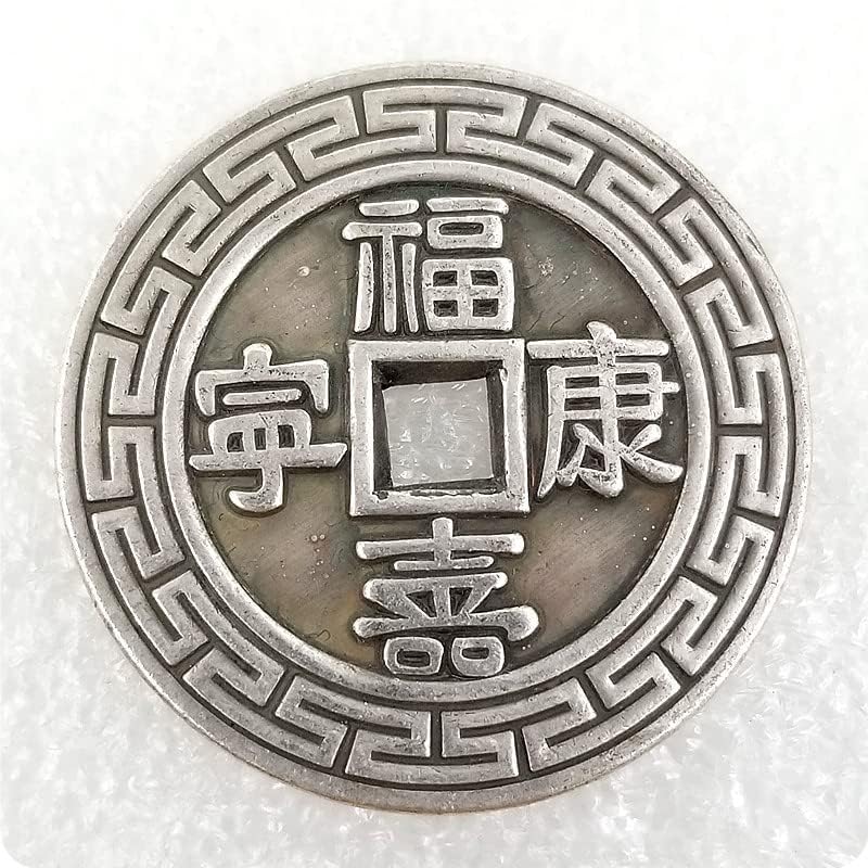 Miniatura 2 de LAOJUNLU Felicidad, longevidad, salud, tranquilidad, dragón de cobre blanco y fénix son de 1.69 pulgadas de diámetro, moneda de cobre, regalo de