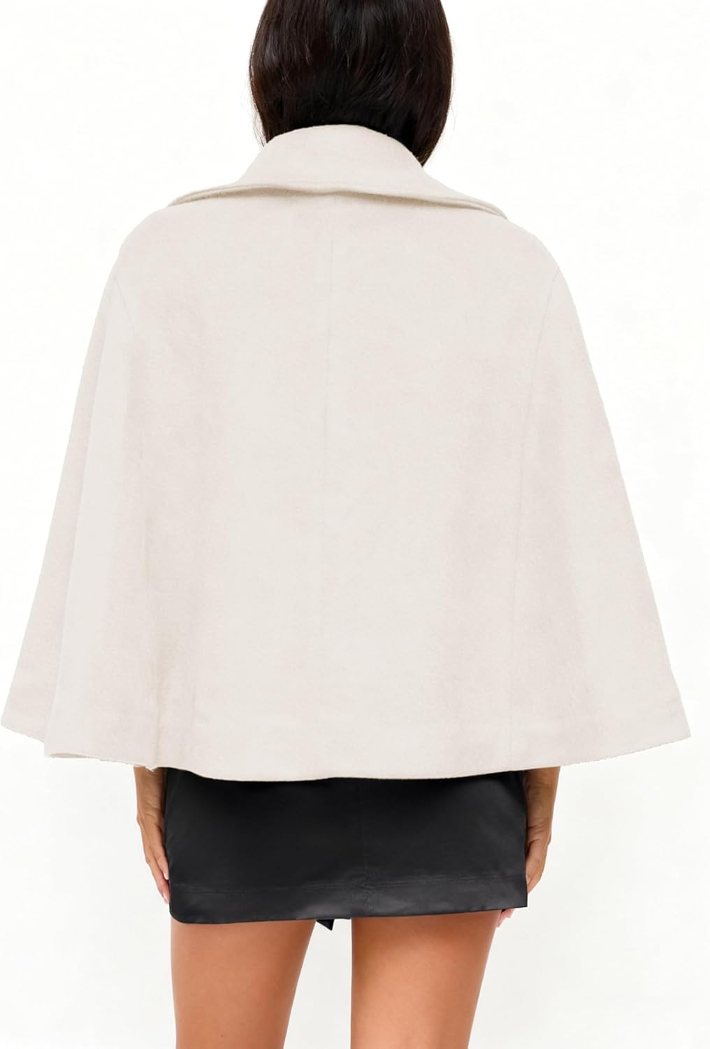 Batwing Sleeve Poncho Pea Coats for Women Oversized Wool Blend Cropped Cape Jacket with Belt Cloak Winter Overcoat - Image 5