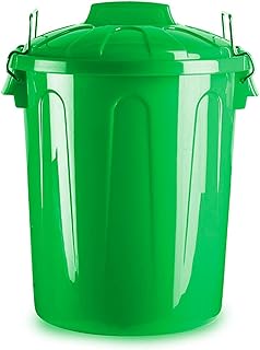 Acan Tradineur - Cubo de basura de plástico - Incluye tapa y asas metálicas - Fabricado en España - Contenedor de residuos - Capacidad de 70 Litros - 66,5 x 50 x 50 cm - Color Verde