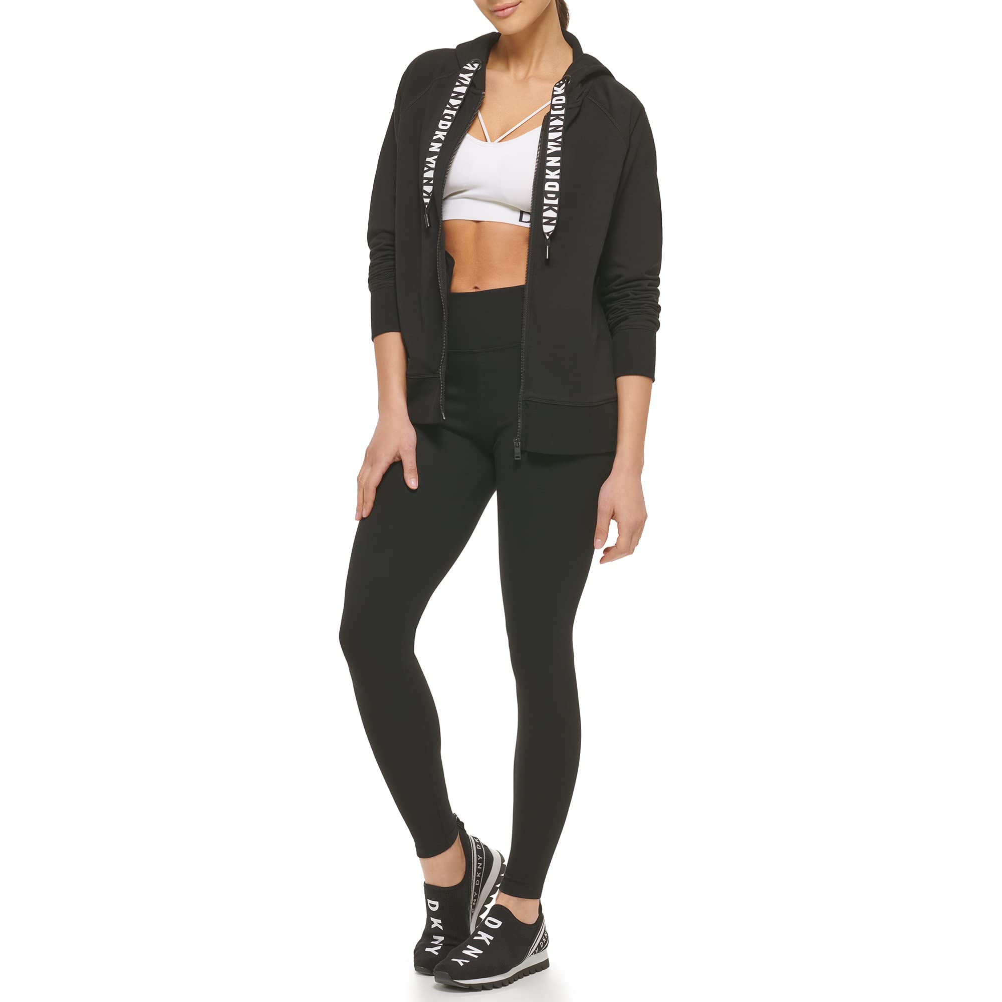 DKNY Sudadera Deportiva con Capucha Y Cremallera con Logotipo para Mujer Sudadera con Capucha Mujer (Pack de 1)