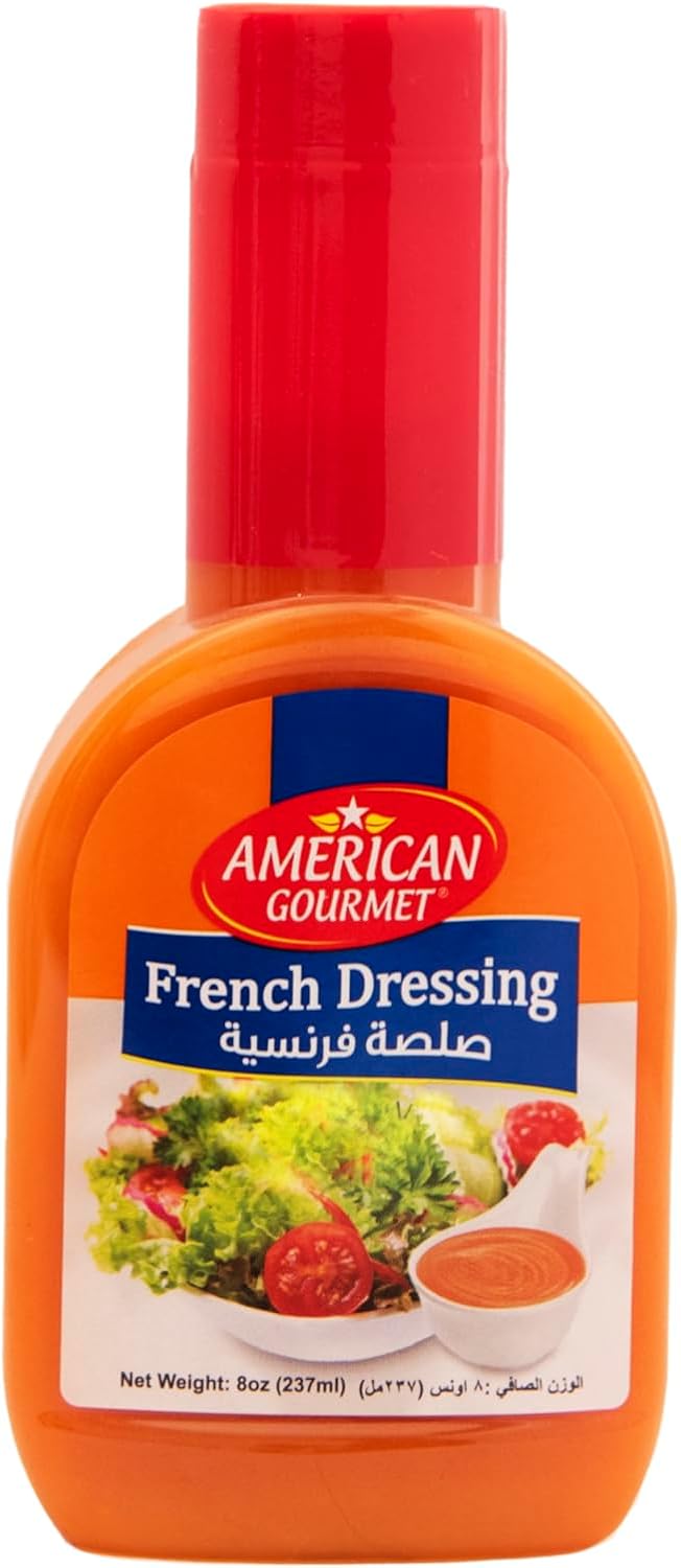 American Gourmet French Dressing 8oz (237 ml). Delightful and zesty essential crafted for those who appreciate the vibrant and tangy taste of French dressing.